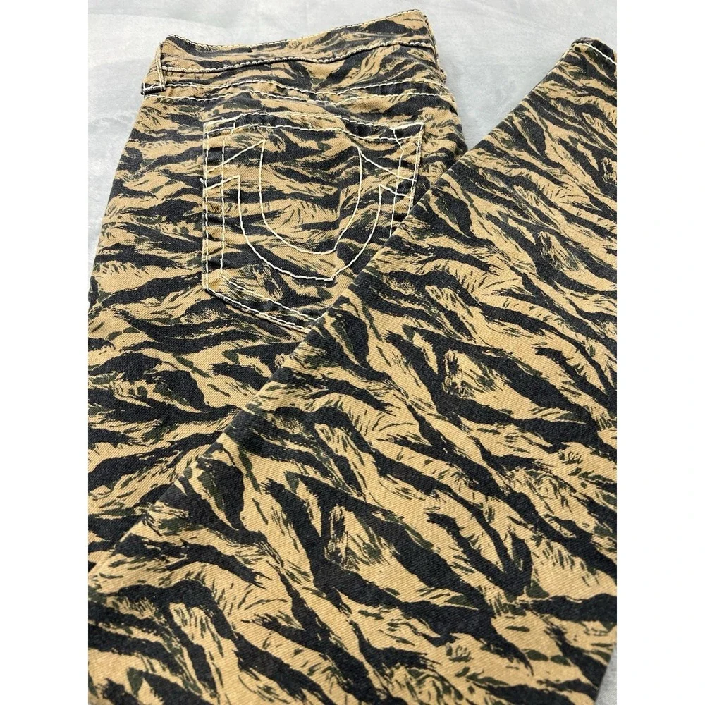 True Religion Ricky Twill Denim Jeans Mens 38x33 Camo Relaxed Straight Pants